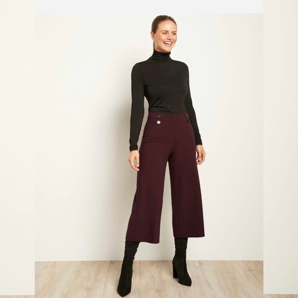 RW&CO. Black and Burgundy Wide Leg Pants